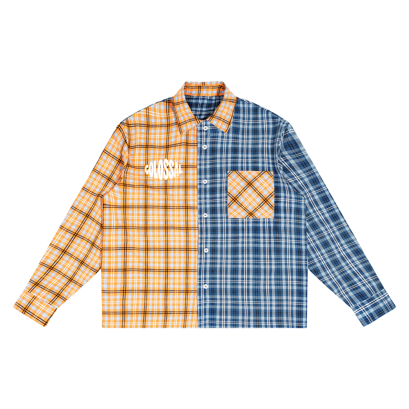 Oversized Plaid Color Block Shirt