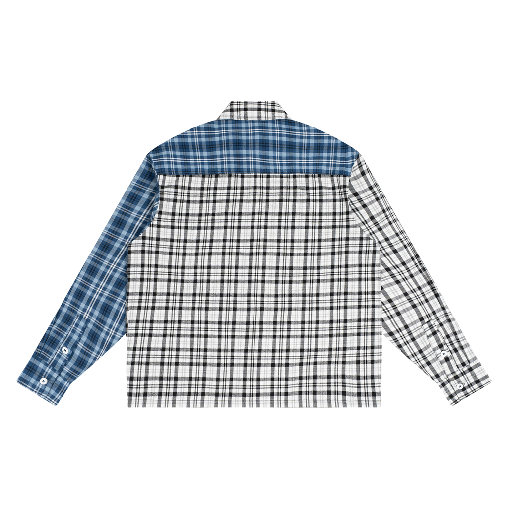 Oversized Plaid Color Block Shirt