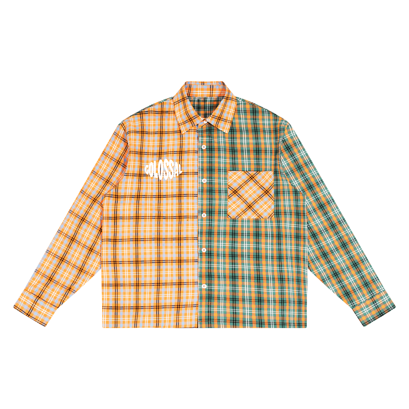 Oversized Plaid Color Block Shirt