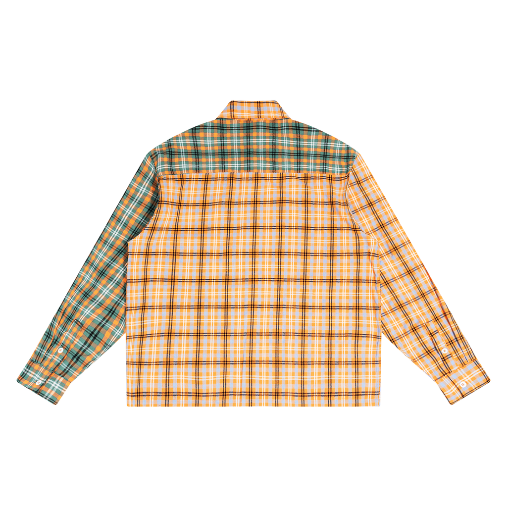 Oversized Plaid Color Block Shirt